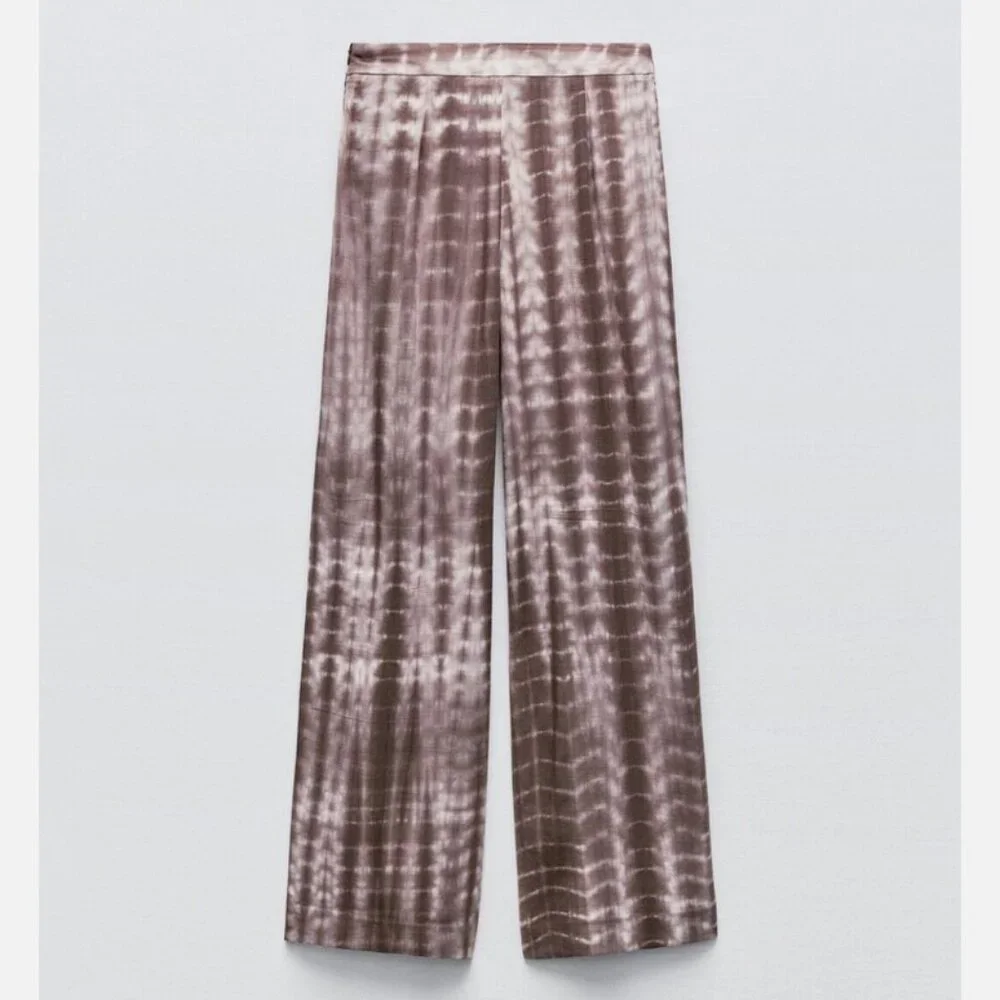 Zara Tie-Dye Wrap Trousers Linen Blend